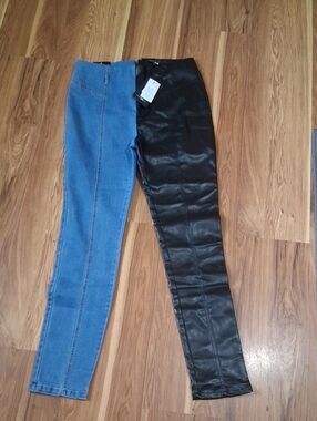 Fashion Nova Black & Blue Two-Tone Skinny Jeans